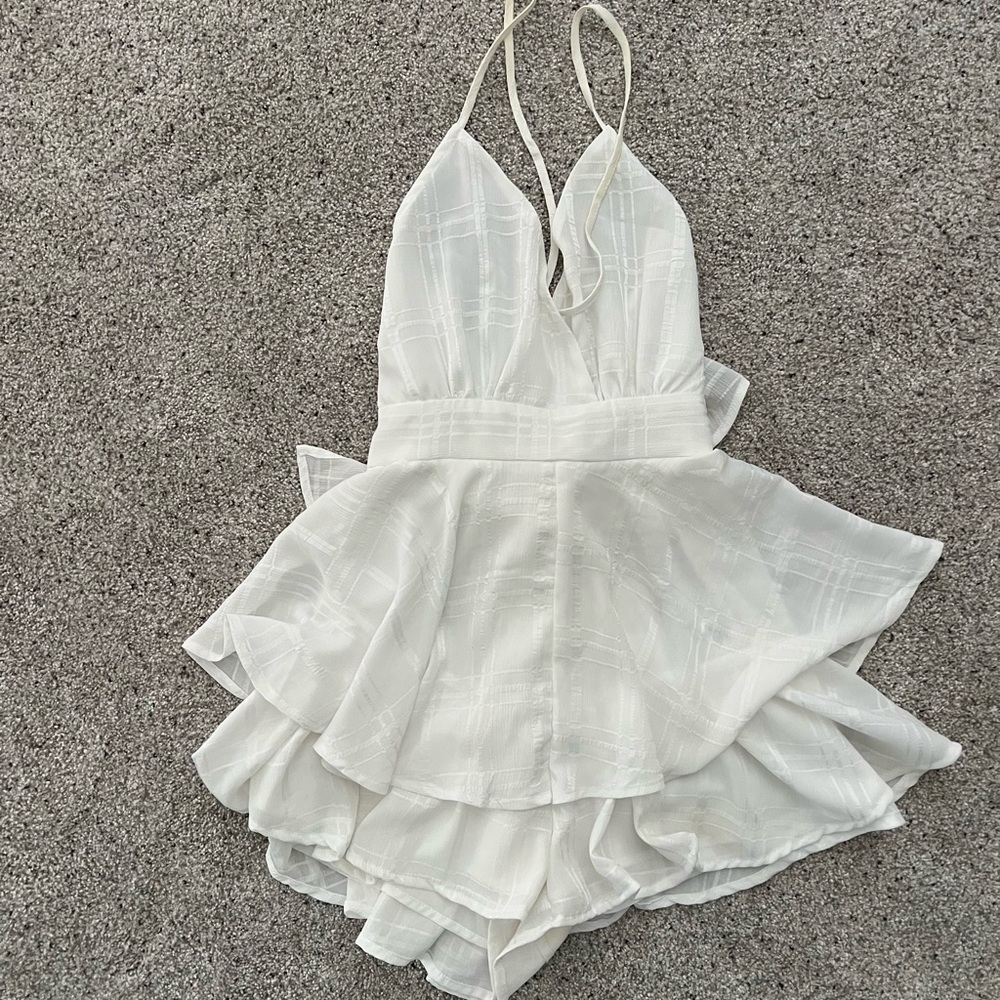 Pink Lily white romper
